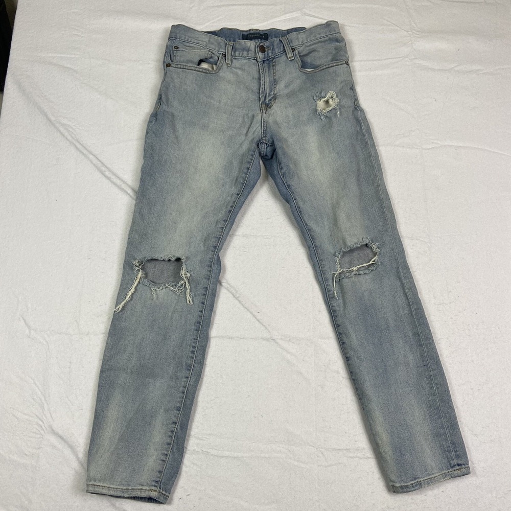 Aeropostale Mens Skinny Leg Denim Jeans Size 32x30 Distressed Blue Denim